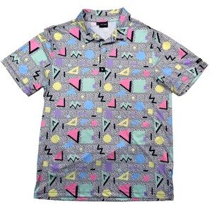 Bad Birdie Retro Print Golf Polo Size Large